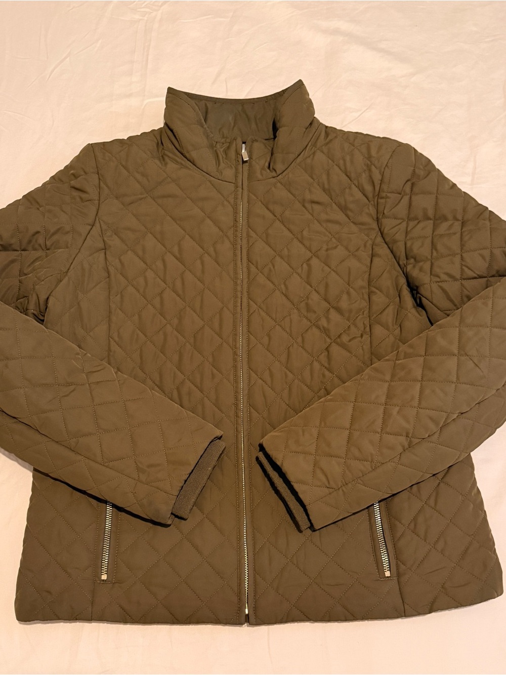 J. Crew Quilted Olive Green Puffer Jacket - Picture 2 of 3
